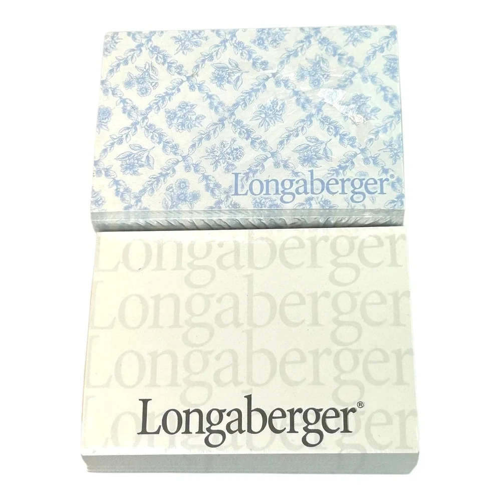Longaberger Sticky Note Pads Sets Floral & Logo Style New In Package Lot of 2